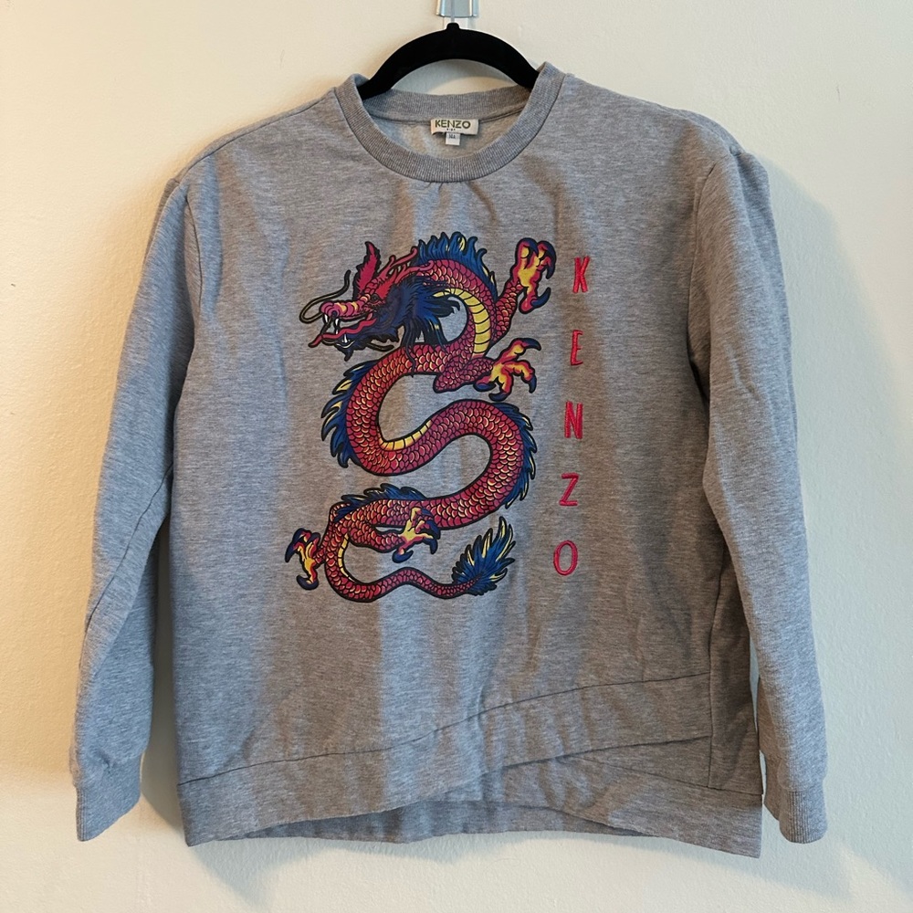 KENZO Kids’ Dragon Graphic Sweatshirt in Grey
